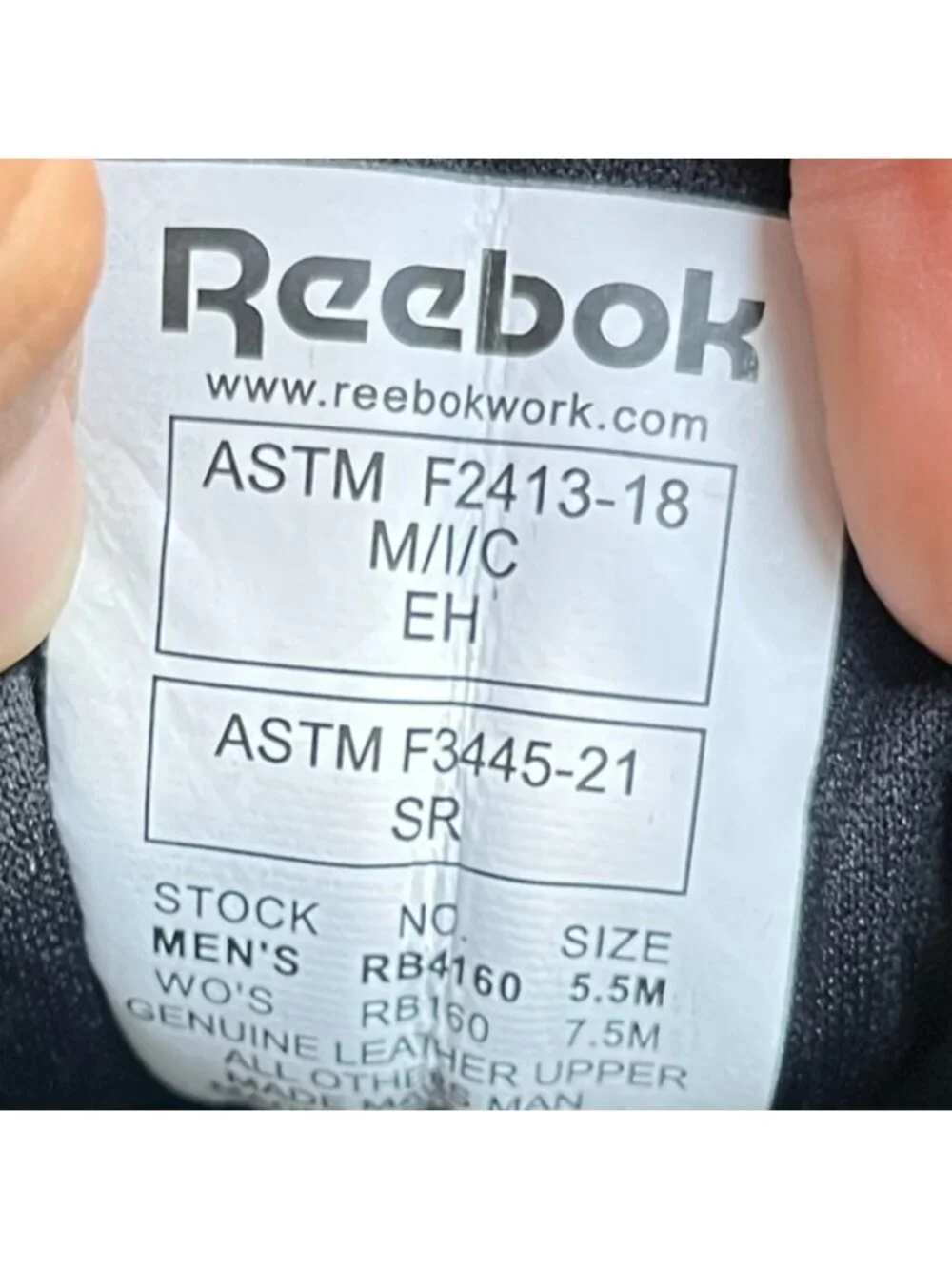 Reebok BB4500 Low Womens Size 7.5 Black Leather Composite Toe Safety Work Shoes